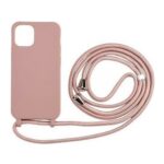 Forcell iPhone 14 Pro Max Soft Touch Θήκη Σιλικόνης με Λουράκι - Pink