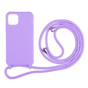 Forcell iPhone 14 Pro Max Soft Touch Θήκη Σιλικόνης με Λουράκι - Purple