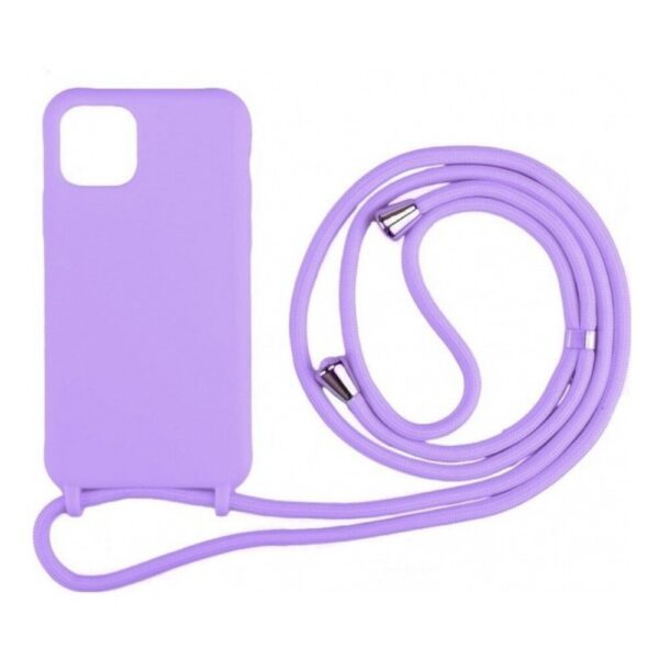 Forcell iPhone 14 Pro Max Soft Touch Θήκη Σιλικόνης με Λουράκι - Purple