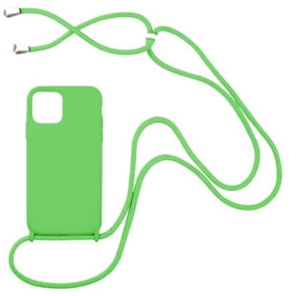 Forcell iPhone 14 Pro Soft Touch Θήκη Σιλικόνης με Λουράκι - Green