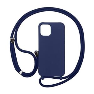 Forcell iPhone 14 Pro Soft Touch Θήκη Σιλικόνης με Λουράκι - Navy