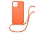 Forcell iPhone 14 Pro Soft Touch Θήκη Σιλικόνης με Λουράκι - Orange
