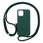 Forcell iPhone 14 Pro Soft Touch Θήκη Σιλικόνης με Λουράκι - Dark Green