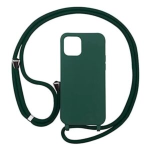 Forcell iPhone 14 Pro Soft Touch Θήκη Σιλικόνης με Λουράκι - Dark Green