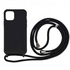 Forcell iPhone 14 Soft Touch Θήκη Σιλικόνης με Λουράκι - Black