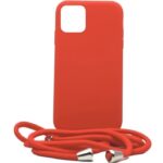 Forcell iPhone 13 Pro Soft Touch Θήκη Σιλικόνης Με Λουράκι - Red