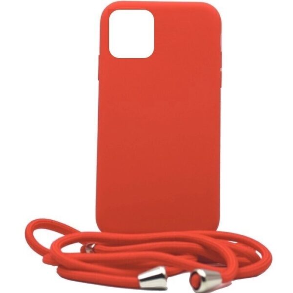Forcell iPhone 13 Pro Soft Touch Θήκη Σιλικόνης Με Λουράκι - Red