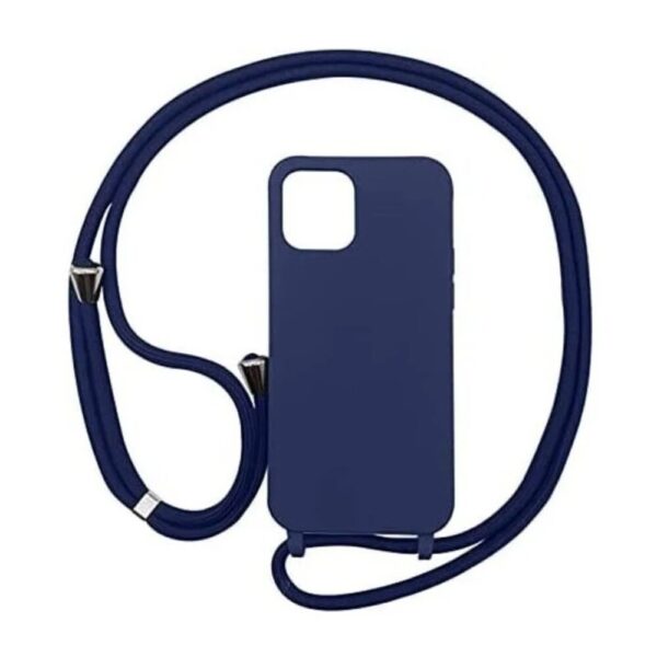 Forcell iPhone 13 Pro Max Soft Touch Θήκη Σιλικόνης Με Λουράκι - Navy