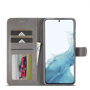 Samsung Galaxy A54 5G Θήκη Βιβλίο Γκρι LC.IMEEKE Calf Texture Phone Case Grey
