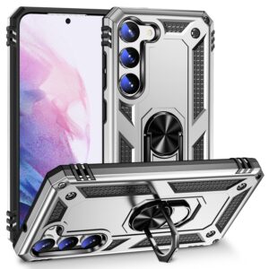 Samsung Galaxy S23 Plus 5G Θήκη Ασημί Με Σταντ Shockproof TPU + PC Phone Case Silver