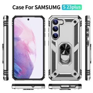 Samsung Galaxy S23 Plus 5G Θήκη Ασημί Με Σταντ Shockproof TPU + PC Phone Case Silver