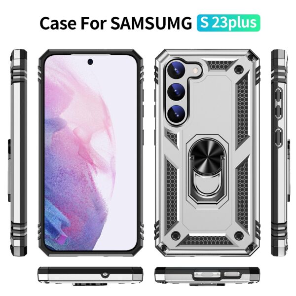Samsung Galaxy S23 Plus 5G Θήκη Ασημί Με Σταντ Shockproof TPU + PC Phone Case Silver