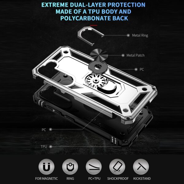 Samsung Galaxy S23 Plus 5G Θήκη Ασημί Με Σταντ Shockproof TPU + PC Phone Case Silver