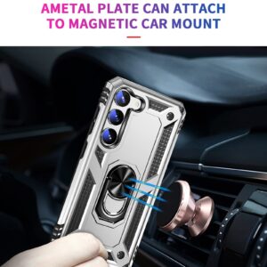 Samsung Galaxy S23 Plus 5G Θήκη Ασημί Με Σταντ Shockproof TPU + PC Phone Case Silver