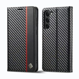 Samsung Galaxy S23 Plus 5G Θήκη Βιβλίο Μαύρο LC.IMEEKE Carbon Fiber PU + TPU Horizontal Flip Phone Case Vertical Black
