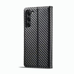 Samsung Galaxy S23 Plus 5G Θήκη Βιβλίο Μαύρο LC.IMEEKE Carbon Fiber PU + TPU Horizontal Flip Phone Case Vertical Black