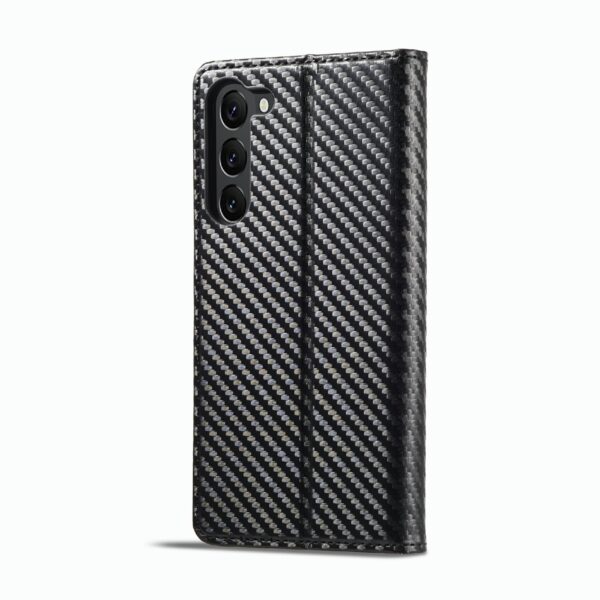 Samsung Galaxy S23 Plus 5G Θήκη Βιβλίο Μαύρο LC.IMEEKE Carbon Fiber PU + TPU Horizontal Flip Phone Case Vertical Black