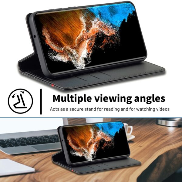 Samsung Galaxy S23 Plus 5G Θήκη Βιβλίο Μαύρο LC.IMEEKE Carbon Fiber PU + TPU Horizontal Flip Phone Case Vertical Black