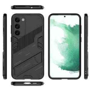 Samsung Galaxy S23 Plus 5G Σκληρή Θήκη Μαύρη Με Σταντ Punk Armor 2 in 1 PC + TPU Shockproof Phone Case with Invisible Holder