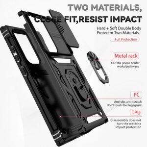 Samsung Galaxy S23 Ultra 5G Θήκη Μαύρη Με Σταντ Sliding Camshield Holder Phone Case Black