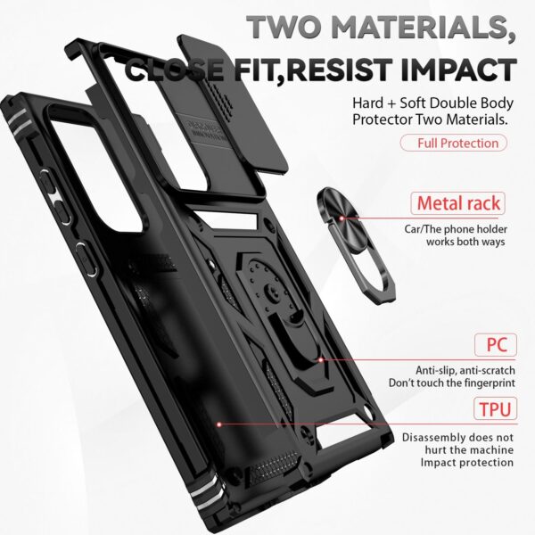 Samsung Galaxy S23 Ultra 5G Θήκη Μαύρη Με Σταντ Sliding Camshield Holder Phone Case Black