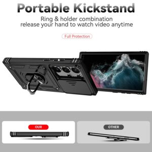 Samsung Galaxy S23 Ultra 5G Θήκη Μαύρη Με Σταντ Sliding Camshield Holder Phone Case Black