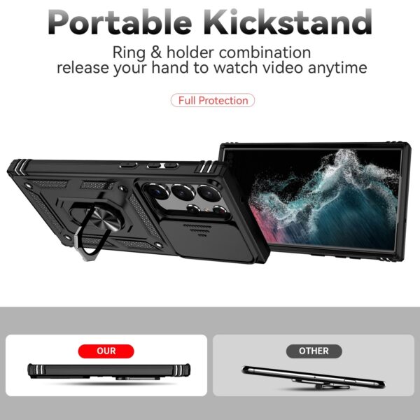 Samsung Galaxy S23 Ultra 5G Θήκη Μαύρη Με Σταντ Sliding Camshield Holder Phone Case Black