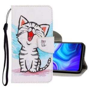 Xiaomi Redmi 10 / Redmi 10 2022 Θήκη Βιβλίο Colored Drawing Pattern Flip Case Red Mouth Cat