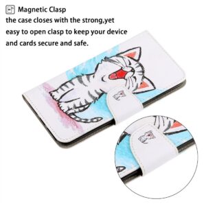 Xiaomi Redmi 10 / Redmi 10 2022 Θήκη Βιβλίο Colored Drawing Pattern Flip Case Red Mouth Cat