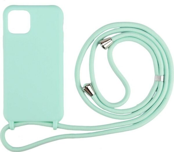 iPhone 14 Pro Θήκη με Λουράκι Βεραμάν Soft Touch Cover Case With Neck Strap Mint