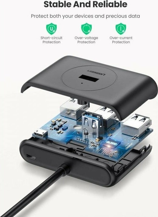 Ugreen USB 3.0 Hub 4 Θυρών με σύνδεση USB-A με καλώδιο 0.5m (20290)