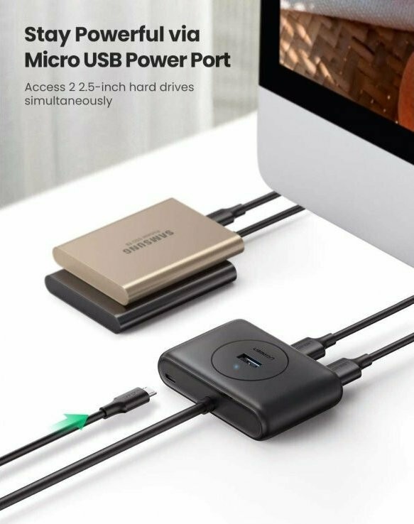 Ugreen USB 3.0 Hub 4 Θυρών με σύνδεση USB-A με καλώδιο 0.5m (20290)