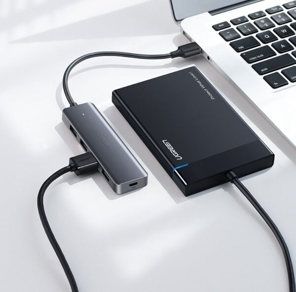 Ugreen CM219 USB 3.0 Hub 5 Θυρών με σύνδεση USB-C Γκρι (70336)