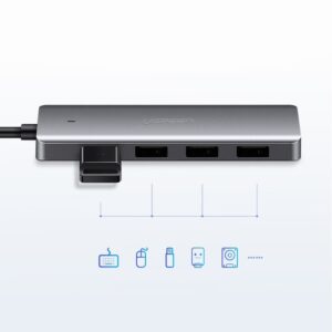 Ugreen CM219 USB 3.0 Hub 5 Θυρών με σύνδεση USB-C Γκρι (70336)