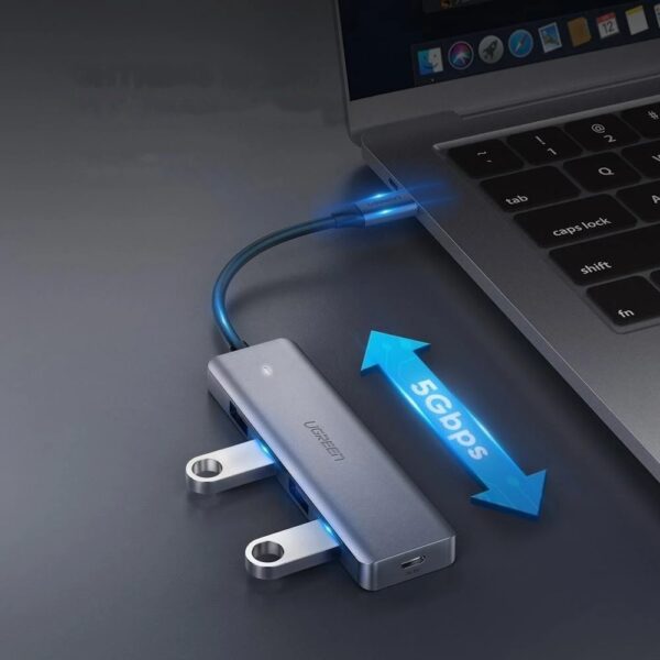 Ugreen CM219 USB 3.0 Hub 5 Θυρών με σύνδεση USB-C Γκρι (70336)
