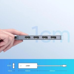 Ugreen CM219 USB 3.0 Hub 5 Θυρών με σύνδεση USB-C Γκρι (70336)