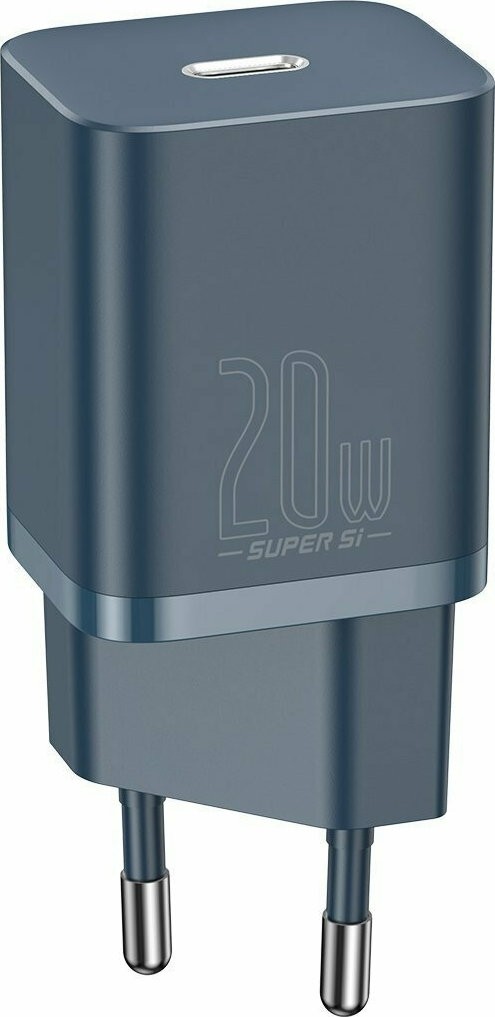 Baseus Super Si 1C PD 20W Φορτιστής με Θύρα Type-C και Καλώδιο Type C to Lightning- Blue - TZCCSUP-B03