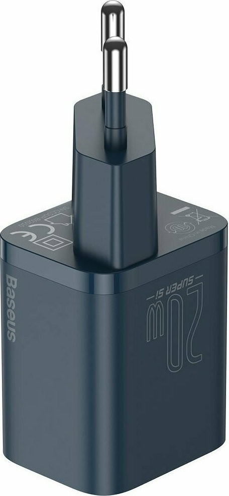 Baseus Super Si 1C PD 20W Φορτιστής με Θύρα Type-C και Καλώδιο Type C to Lightning- Blue - TZCCSUP-B03