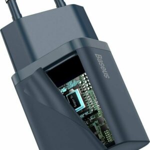 Baseus Super Si 1C PD 20W Φορτιστής με Θύρα Type-C και Καλώδιο Type C to Lightning- Blue - TZCCSUP-B03