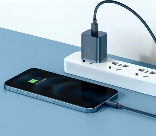 Baseus Super Si 1C PD 20W Φορτιστής με Θύρα Type-C και Καλώδιο Type C to Lightning- Blue - TZCCSUP-B03