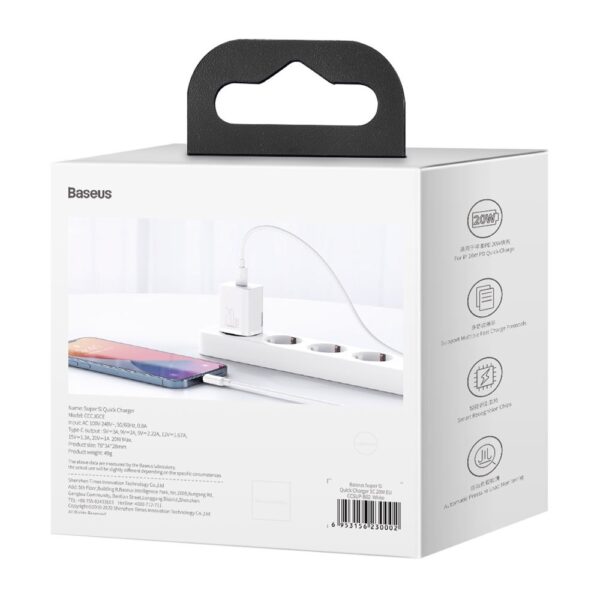 Baseus Φορτιστής Χωρίς Καλώδιο με Θύρα USB-C 20W Power Delivery Λευκός (Super Si) CCSUP-B02