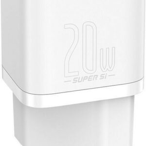 Baseus Φορτιστής Χωρίς Καλώδιο με Θύρα USB-C 20W Power Delivery Λευκός (Super Si) CCSUP-B02