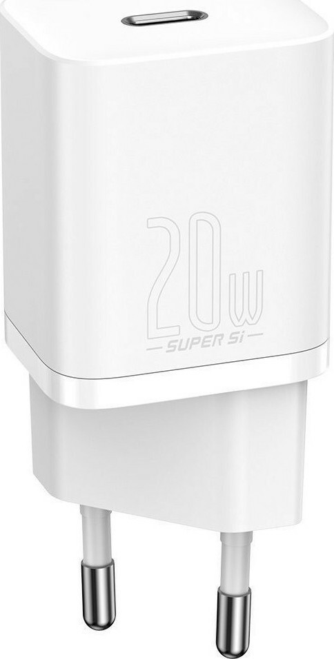 Baseus Φορτιστής Χωρίς Καλώδιο με Θύρα USB-C 20W Power Delivery Λευκός (Super Si) CCSUP-B02