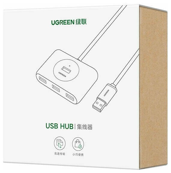 Ugreen CR113 USB 3.0 Hub 4 Θυρών με σύνδεση USB-A Λευκό 1m