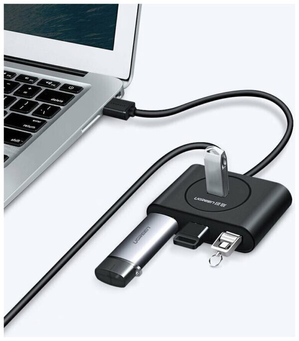 Ugreen CR113 USB 3.0 Hub 4 Θυρών με σύνδεση USB-A Λευκό 1m