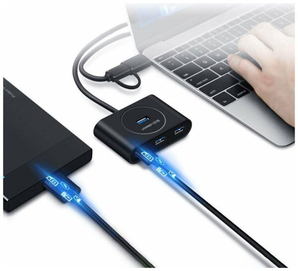 Ugreen CR113 USB 3.0 Hub 4 Θυρών με σύνδεση USB-A Λευκό 1m