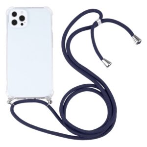 iPhone 13 Pro Max Θήκη με Λουράκι Four-corner Shockproof Transparent TPU Protective Case with Lanyard Dark Blue