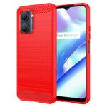 Realme C33 Θήκη Σιλικόνης Κόκκινη Brushed Texture Carbon Fiber TPU Phone Case Red