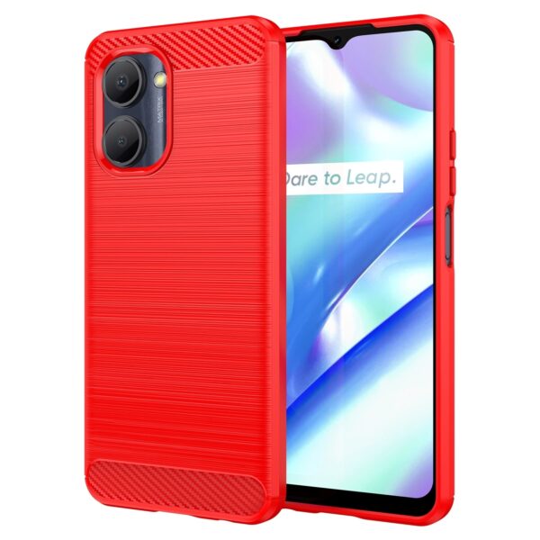 Realme C33 Θήκη Σιλικόνης Κόκκινη Brushed Texture Carbon Fiber TPU Phone Case Red