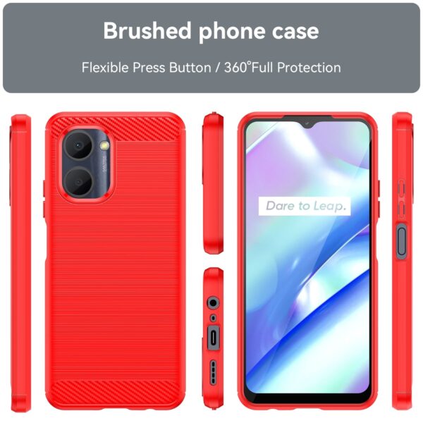 Realme C33 Θήκη Σιλικόνης Κόκκινη Brushed Texture Carbon Fiber TPU Phone Case Red